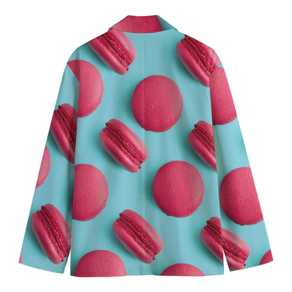 Pink Macarons Print Men's Cotton Blazer