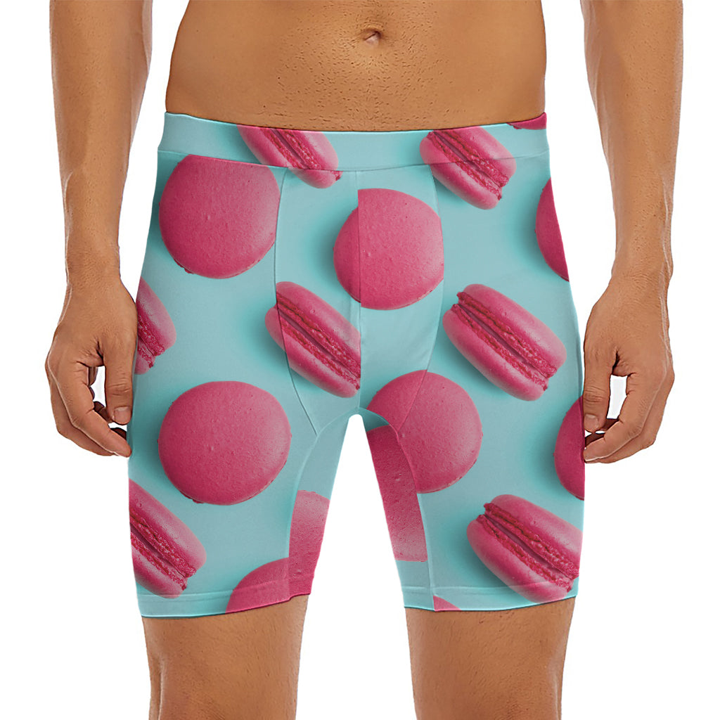 Pink Macarons Print Men's Long Boxer Briefs