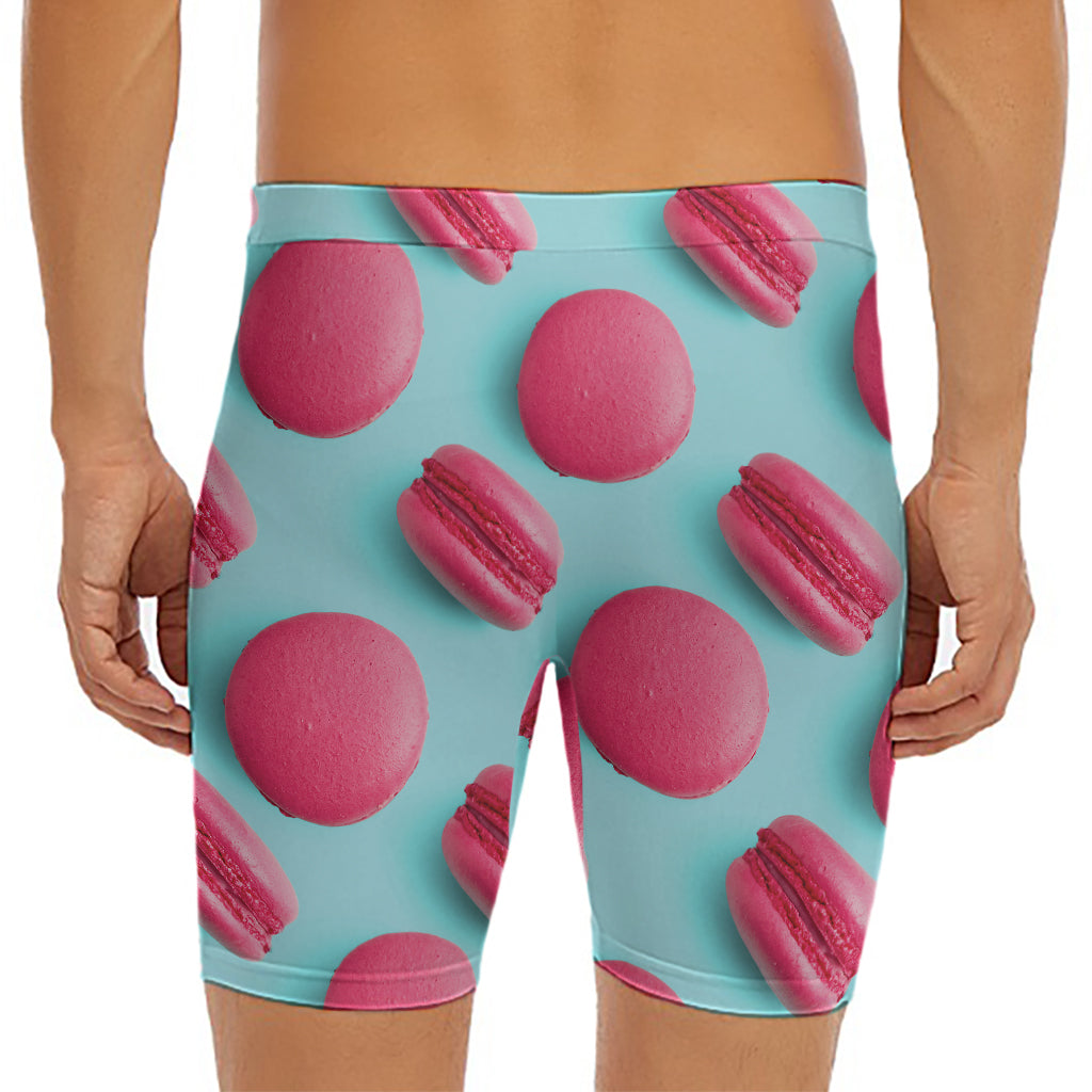 Pink Macarons Print Men's Long Boxer Briefs