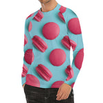 Pink Macarons Print Men's Long Sleeve Rash Guard