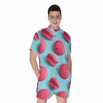 Pink Macarons Print Men's Rompers