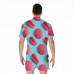 Pink Macarons Print Men's Rompers