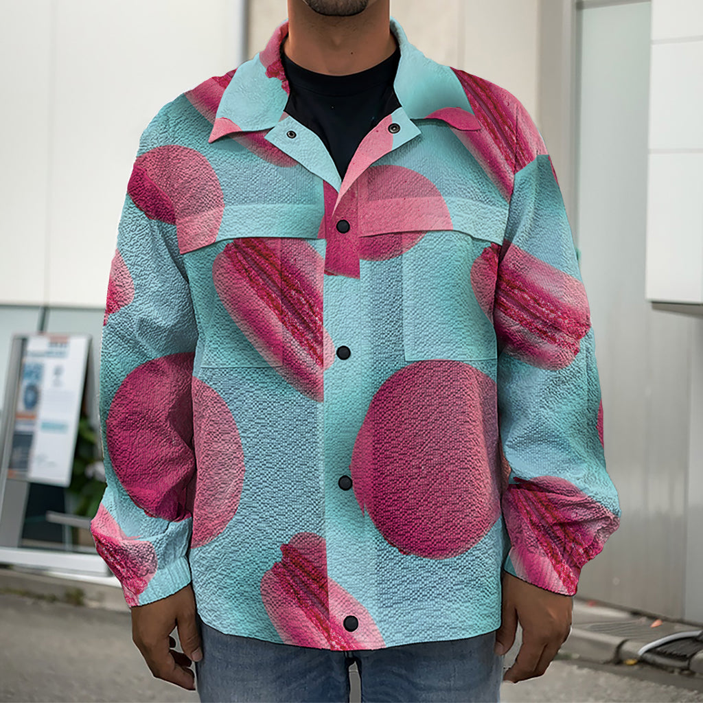 Pink Macarons Print Men's Shirt Jacket