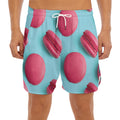 Pink Macarons Print Men's Split Running Shorts