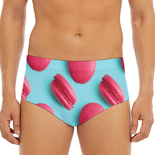 Pink Macarons Print Men's Triangle Swim Briefs