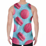 Pink Macarons Print Men's Velvet Tank Top