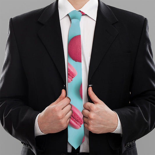 Pink Macarons Print Necktie