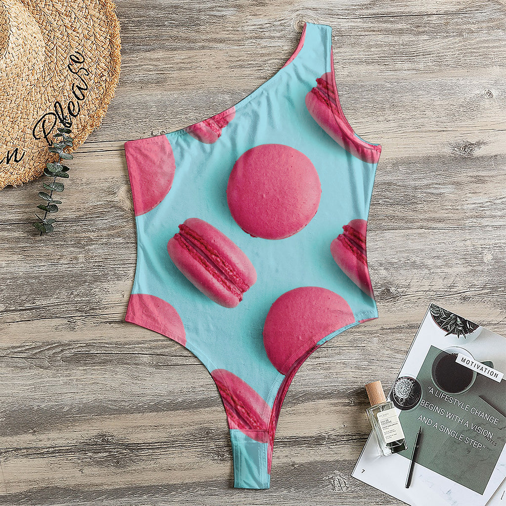Pink Macarons Print One Shoulder Bodysuit