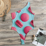 Pink Macarons Print One Shoulder Bodysuit
