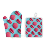 Pink Macarons Print Oven Mitt And Pot Holder Set