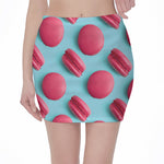 Pink Macarons Print Pencil Mini Skirt