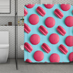 Pink Macarons Print Polyester Shower Curtain