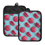 Pink Macarons Print Pot Holders With Pocket