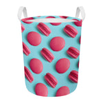 Pink Macarons Print Round Laundry Basket