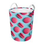 Pink Macarons Print Round Laundry Basket