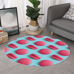 Pink Macarons Print Round Rug