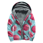 Pink Macarons Print Sherpa Lined Zip Up Hoodie