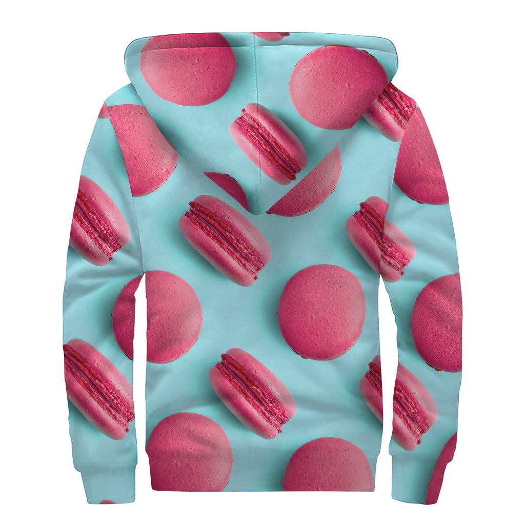 Pink Macarons Print Sherpa Lined Zip Up Hoodie
