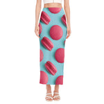 Pink Macarons Print Side Slit Maxi Skirt