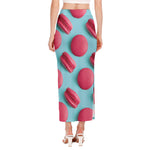 Pink Macarons Print Side Slit Maxi Skirt
