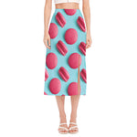 Pink Macarons Print Side Slit Midi Skirt