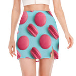 Pink Macarons Print Side Slit Mini Skirt