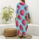 Pink Macarons Print Silk V-Neck Kaftan Dress
