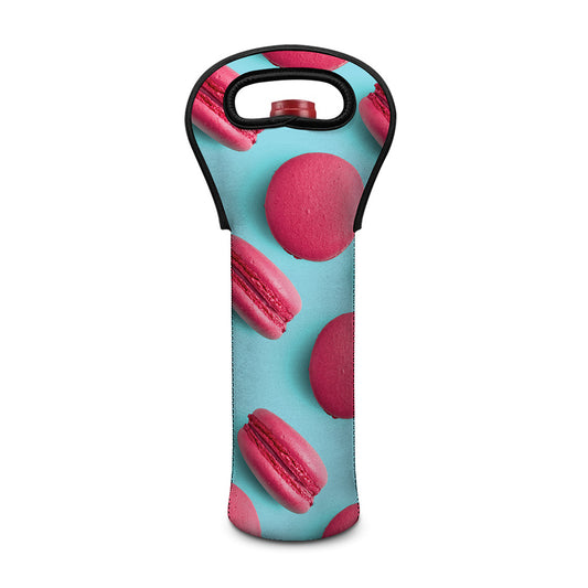 Pink Macarons Print Single Neoprene Wine Tote