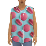 Pink Macarons Print Sleeveless Baseball Jersey