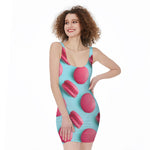 Pink Macarons Print Sleeveless Bodycon Dress
