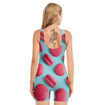 Pink Macarons Print Sleeveless One Piece Swimsuit