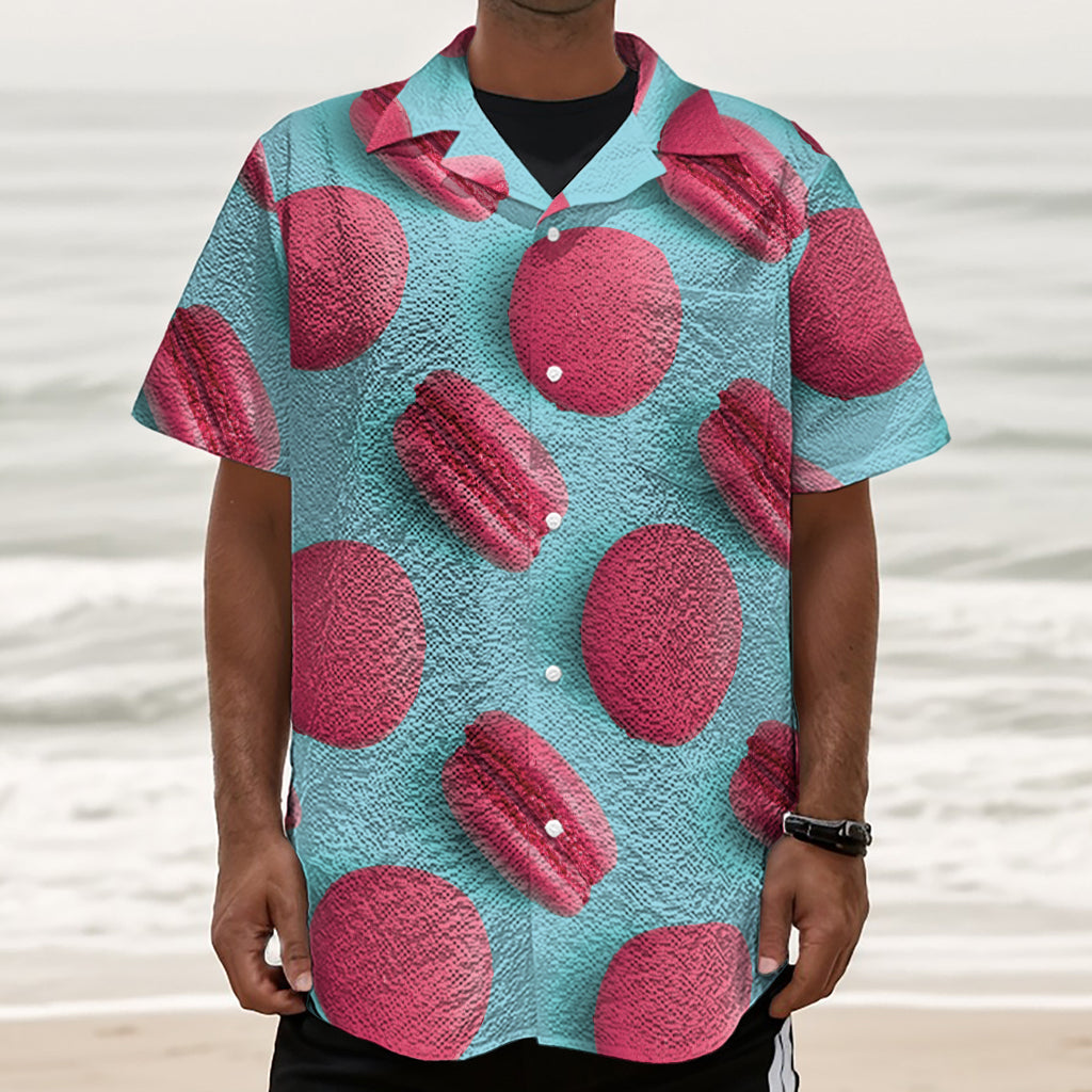 Pink Macarons Print Textured Short Sleeve Shirt