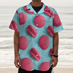 Pink Macarons Print Textured Short Sleeve Shirt