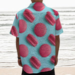 Pink Macarons Print Textured Short Sleeve Shirt