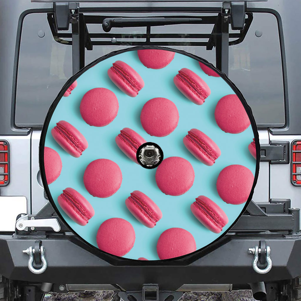 Pink Macarons Print Tire Cover With Camera Hole