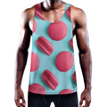 Pink Macarons Print Men's Workout Tank Top