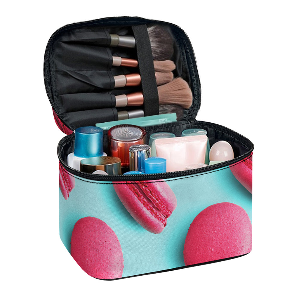 Pink Macarons Print Travel Makeup Bag