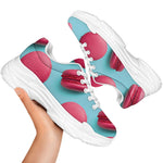 Pink Macarons Print White Chunky Shoes