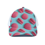 Pink Macarons Print White Mesh Trucker Cap