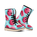 Pink Macarons Print Winter Boots