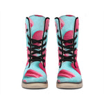 Pink Macarons Print Winter Boots