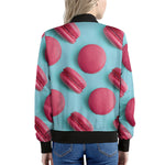 Pink Macarons Print Women's Bomber Jacket
