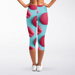 Pink Macarons Print Women's Capri Leggings