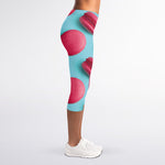 Pink Macarons Print Women's Capri Leggings