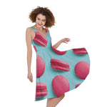 Pink Macarons Print Women's Sleeveless Dress