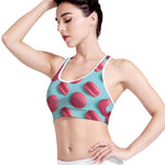 Pink Macarons Print Women's Sports Bra