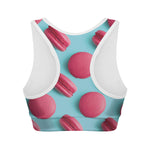 Pink Macarons Print Women's Sports Bra