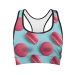 Pink Macarons Print Women's Sports Bra