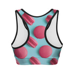 Pink Macarons Print Women's Sports Bra