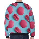 Pink Macarons Print Zip Sleeve Bomber Jacket